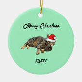 gestripte tablet met Santa Hat Keramisch Ornament (Voorkant)