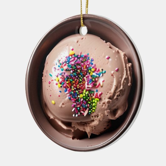 Gestrooid met Liefde | Chocolade ijs Kerstmis Keramisch Ornament (Links)