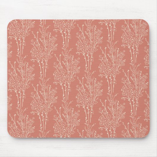 Gestrooide Bloem Silhouet Botanisch | Terracotta Muismat (Voorkant)