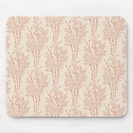 Gestrooide Bloemige Silhouet Botanisch | Warm Zand Muismat (Voorkant)