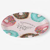 Gestrooide Donut 1e Verjaardagsfeest Tafel Decor Papieren Bordje (Gekanteld)