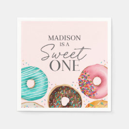 Gestrooide Donut 1e Verjaardagsfeest Tafel Decor Servet