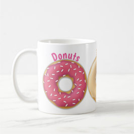 Gestrooide donuts roze, chocolade, esdoorn, vanill koffiemok