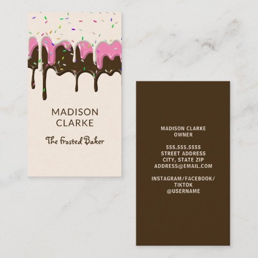 gestrooide frosting drip bakker bakkerij visitekaartje (Voorkant / Achterkant)