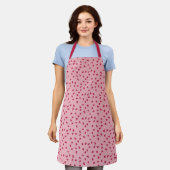 Gestrooide Hart Doodles Roze Valentijnsdag Schort (Gedragen)