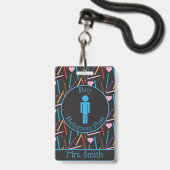 Gestrooide Kleurpotloden Jongens Badkamer Pas Badg Badge (Voorzijde met lanyard)