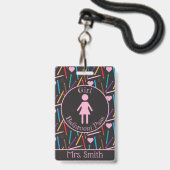 Gestrooide Kleurpotloden Meisjesbadkamer Pas Badge (Voorzijde met lanyard)