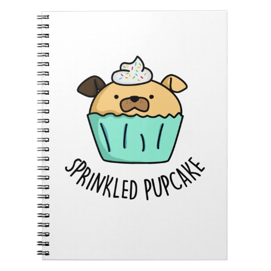 Gestrooide Pupcake Grappige Puppy Cupcake Stunt Notitieboek (Voorkant)