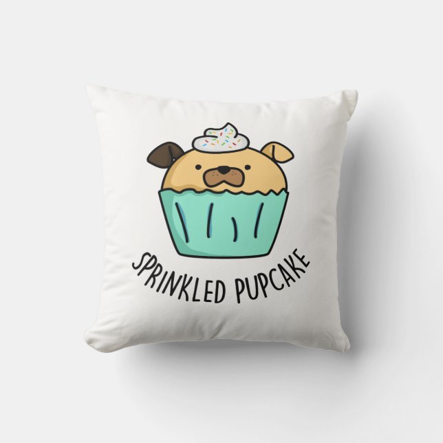 Gestrooide Pupcake Puppy Cupcake Pun Kussen (Voorkant)