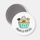 Gestrooide Pupcake Puppy Cupcake Pun Magneet (Voorkant / Achterkant)