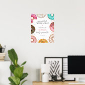 Gestrookte Donut Baby shower Welkomstbord Poster (Thuiskantoor)