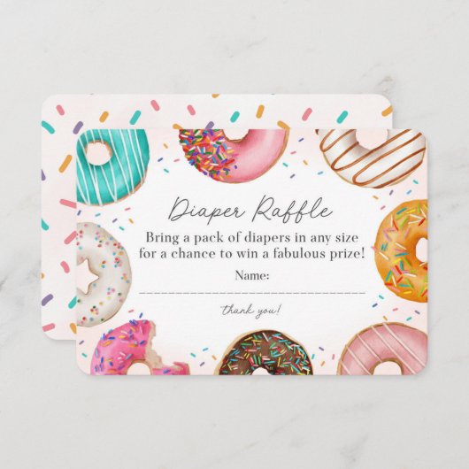 Gestrookte Donut Luier Raffle Uitnodiging invoegen Informatiekaartje (Voorkant / Achterkant)