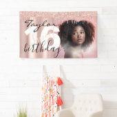 Gestroomlijnd Chic 16e verjaardag Foto Script Roos Spandoek (Insitu)