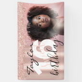 Gestroomlijnd Chic 16e verjaardag Foto Script Roos Spandoek (Verticaal)