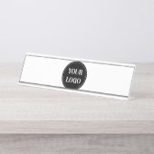 Gestroomlijnd, eigentijds, gepolijst en aanpasbaar bureau naambordje (Voorkant)