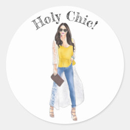 Gestroomlijnd "Holy Chic" Mode model Ronde Sticker