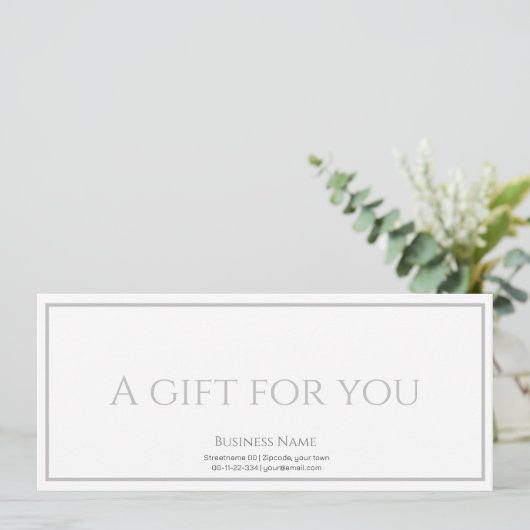 Gestroomlijnd wit met logo bedrijfscadeaubon kaart (Staand voorkant)