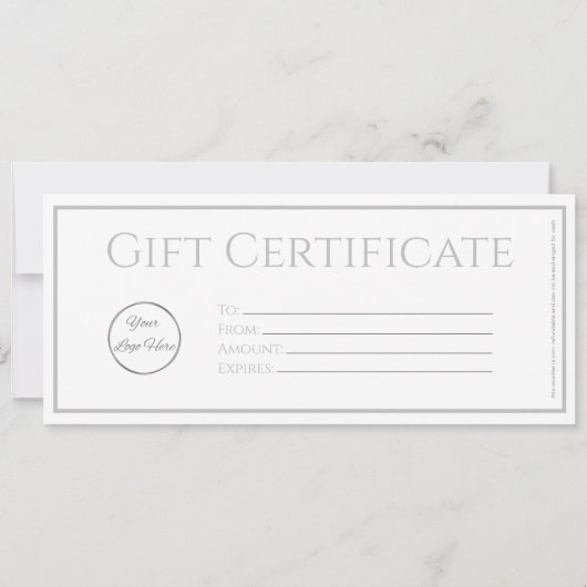 Gestroomlijnd wit met logo bedrijfscadeaubon kaart (Achterkant)