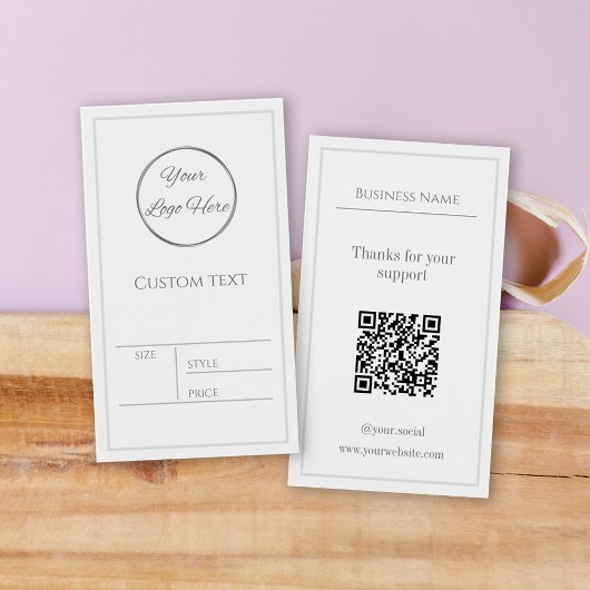 Gestroomlijnd wit met logo zakelijke productprijs visitekaartje