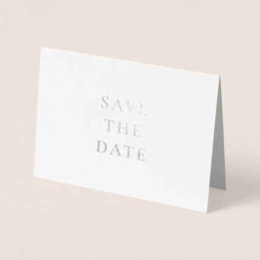 Gestroomlijnd zilver en wit monogram sparen de dat folie kaarten (Voorkant)
