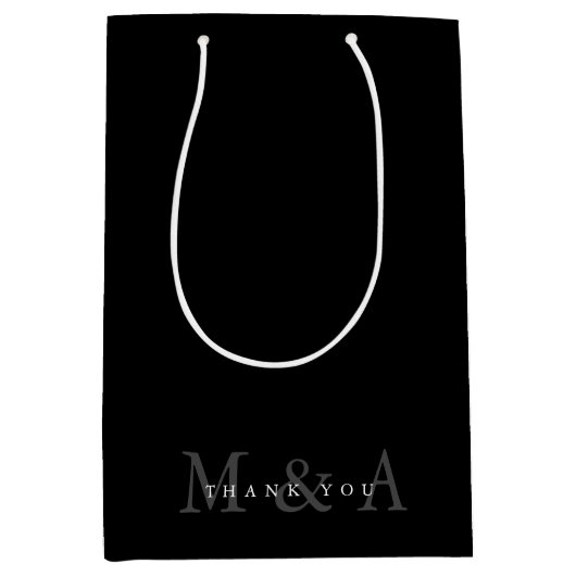 Gestroomlijnd zwart bedankt medium cadeauzakje (Voorkant)