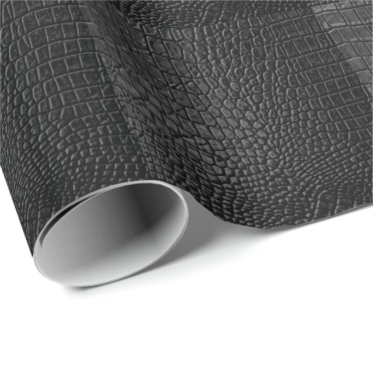 Gestroomlijnd zwart: lederen textuur Elegantie Cadeaupapier (Rol Hoek)