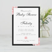 Gestroomlijnd zwart wit polka dots bloemig Baby sh Kaart (Staand voorkant)