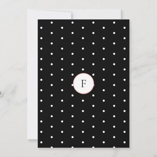 Gestroomlijnd zwart wit polka dots bloemig Baby sh Kaart (Achterkant)