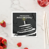 Gestroomlijnd zwart-wit taart thema verjaardagsfee servet (Insitu)