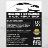 Gestroomlijnde auto Logo Auto Mechanic & Reparatie Flyer (Voorkant)