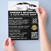 Gestroomlijnde auto Logo Auto Mechanic & Reparatie Flyer (Hand)