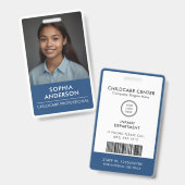 Gestroomlijnde Blauw & Wit Moderne Minimalistische Badge (Voor- en achterkant)