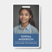 Gestroomlijnde Blauw & Wit Moderne Minimalistische Badge (Voorkant)