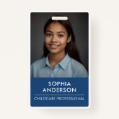 Gestroomlijnde Blauw & Wit Moderne Minimalistische Badge (Voorkant)