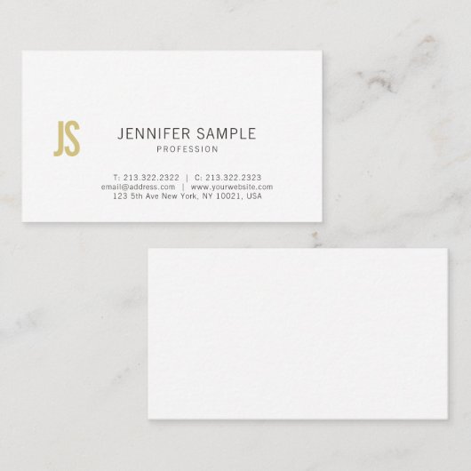 Gestroomlijnde Chic Design Gold Monogram Plain Tre Visitekaartje (Voorkant / Achterkant)