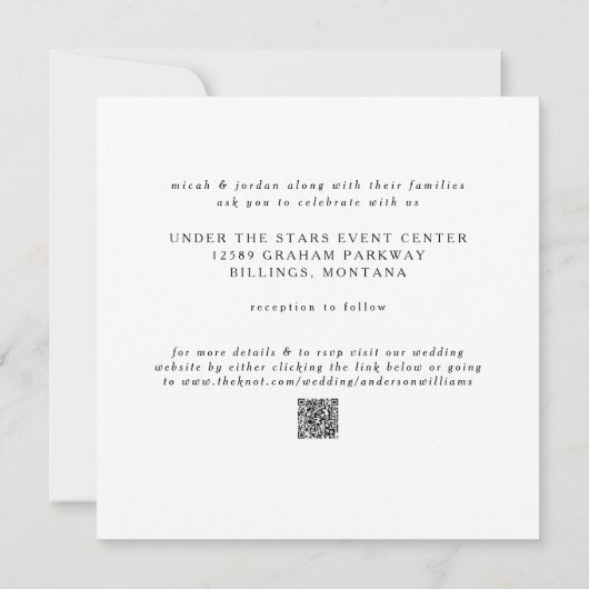 Gestroomlijnde & Eenvoudige Moderne B/W Vierkant I Kaart (Achterkant)