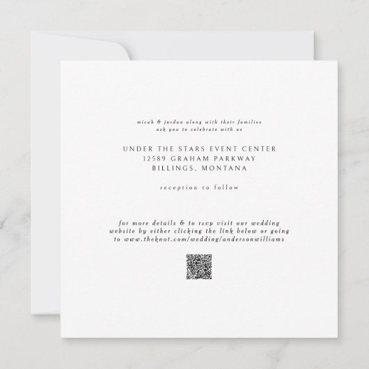 Gestroomlijnde & Eenvoudige Moderne B/W Vierkante  Kaart (Achterkant)