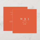Gestroomlijnde & Eenvoudige Moderne Oranje Vierkan Kaart (Voorkant / Achterkant)
