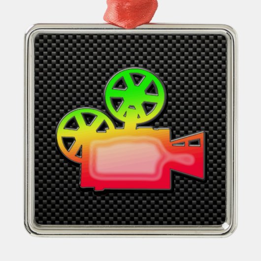 Gestroomlijnde filmcamera metalen ornament (Voorkant)