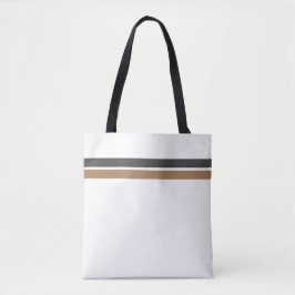 Gestroomlijnde grijze Mocha Racing Stripes Witte a Tote Bag
