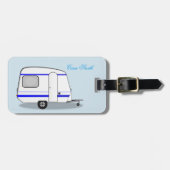 Gestroomlijnde kleine oplegger zigeunercaravan bagagelabel (Voorkant horizontaal)