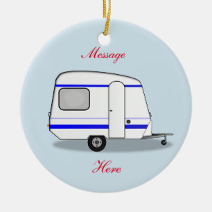 Gestroomlijnde kleine oplegger zigeunercaravan keramisch ornament
