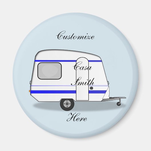 Gestroomlijnde kleine oplegger zigeunercaravan magneet (Voorkant)