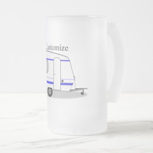 Gestroomlijnde kleine oplegger zigeunercaravan matglas bierpul (Voorkant rechts)