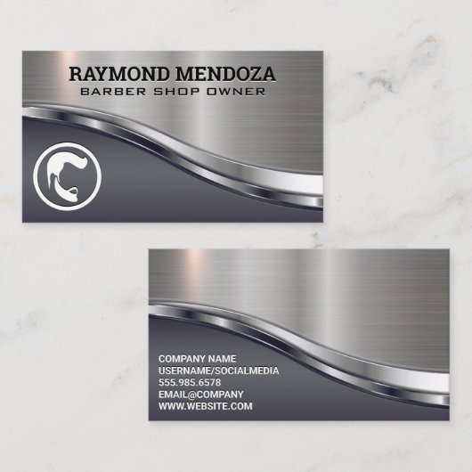 Gestroomlijnde metallic glans | Mannen gezichtshaa Visitekaartje (Voorkant / Achterkant)