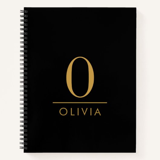 Gestroomlijnde minimalistische moderne gouden mono notitieboek (Voorkant)