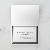 Gestroomlijnde minimalistische zwart-witmodellen bedankkaart (Binnen)