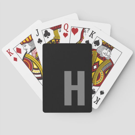 Gestroomlijnde Monogram Initiaal Minimalist Zwart  Pokerkaarten (Achterkant)