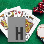 Gestroomlijnde Monogram Initiaal Minimalistisch Gr Pokerkaarten<br><div class="desc">Slanke en eenvoudige speelkaarten met uw keuze van initiaal. Dit minimalistische, mannelijke ontwerp heeft een oversized schreefloze typografie in zwart op een grijze achtergrond. De sjabloon is ingesteld voor u om de letter te wijzigen, maar als u de kleuren ook wilt bewerken, klikt u op "verder aanpassen" of stuur me...</div>