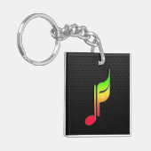 Gestroomlijnde muzieknotitie sleutelhanger (Voorkant Links)